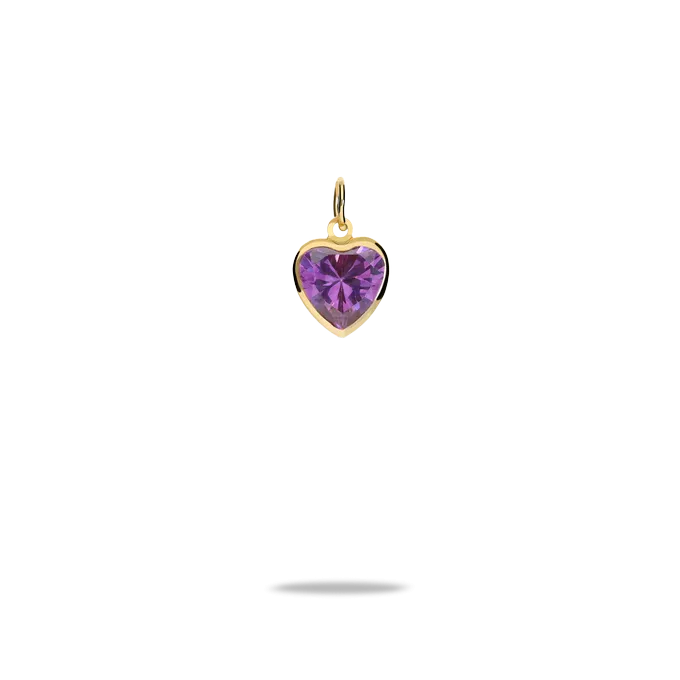 Colgante corazon violeta oro 18 quilates