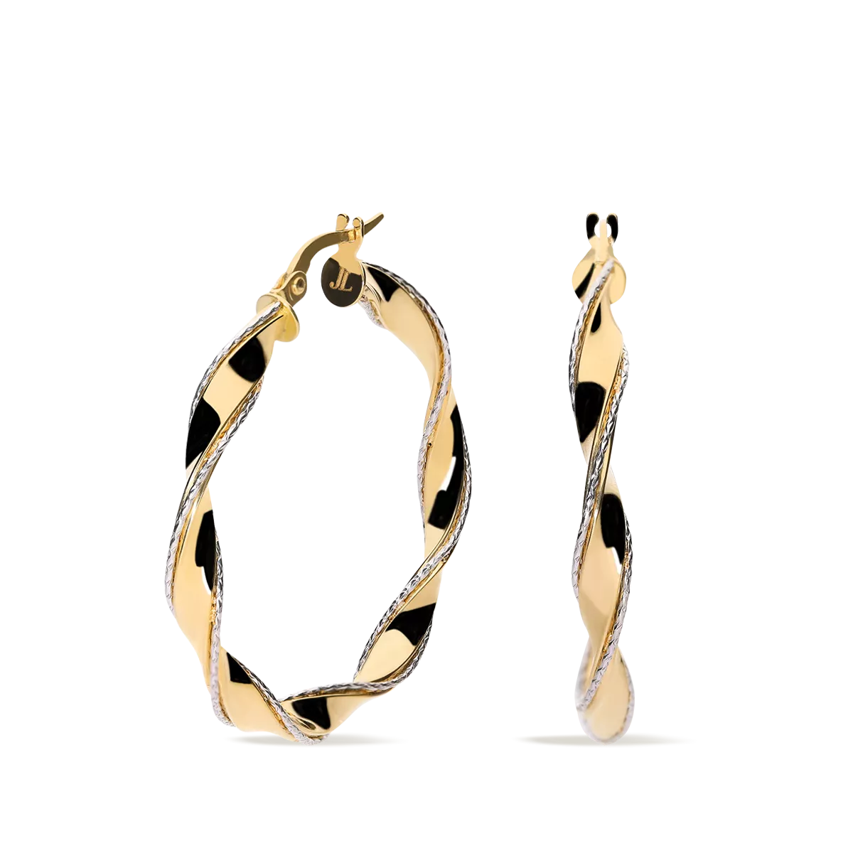 18k gold hoop earrings DOUBLE HELIX