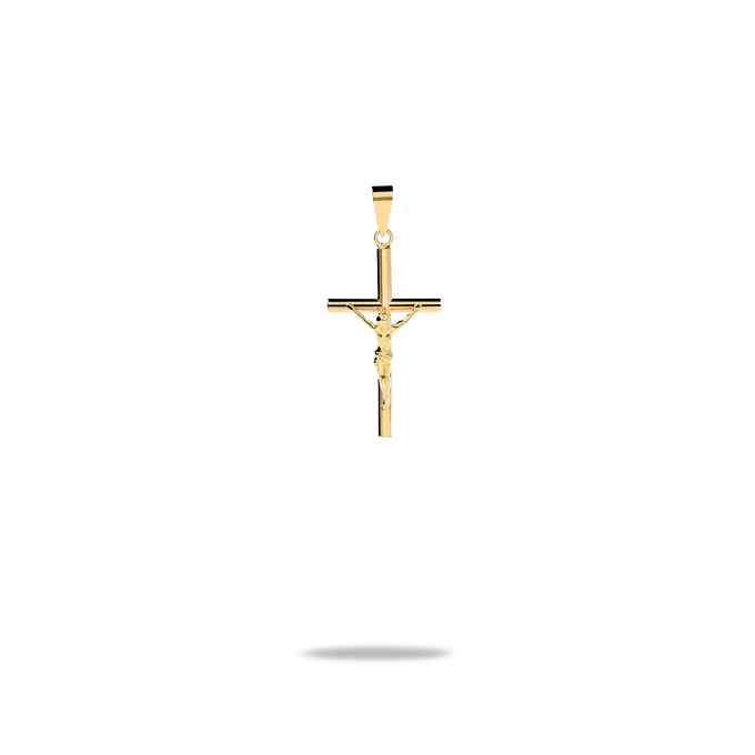 Cruz de oro con cristo estampado 15mm