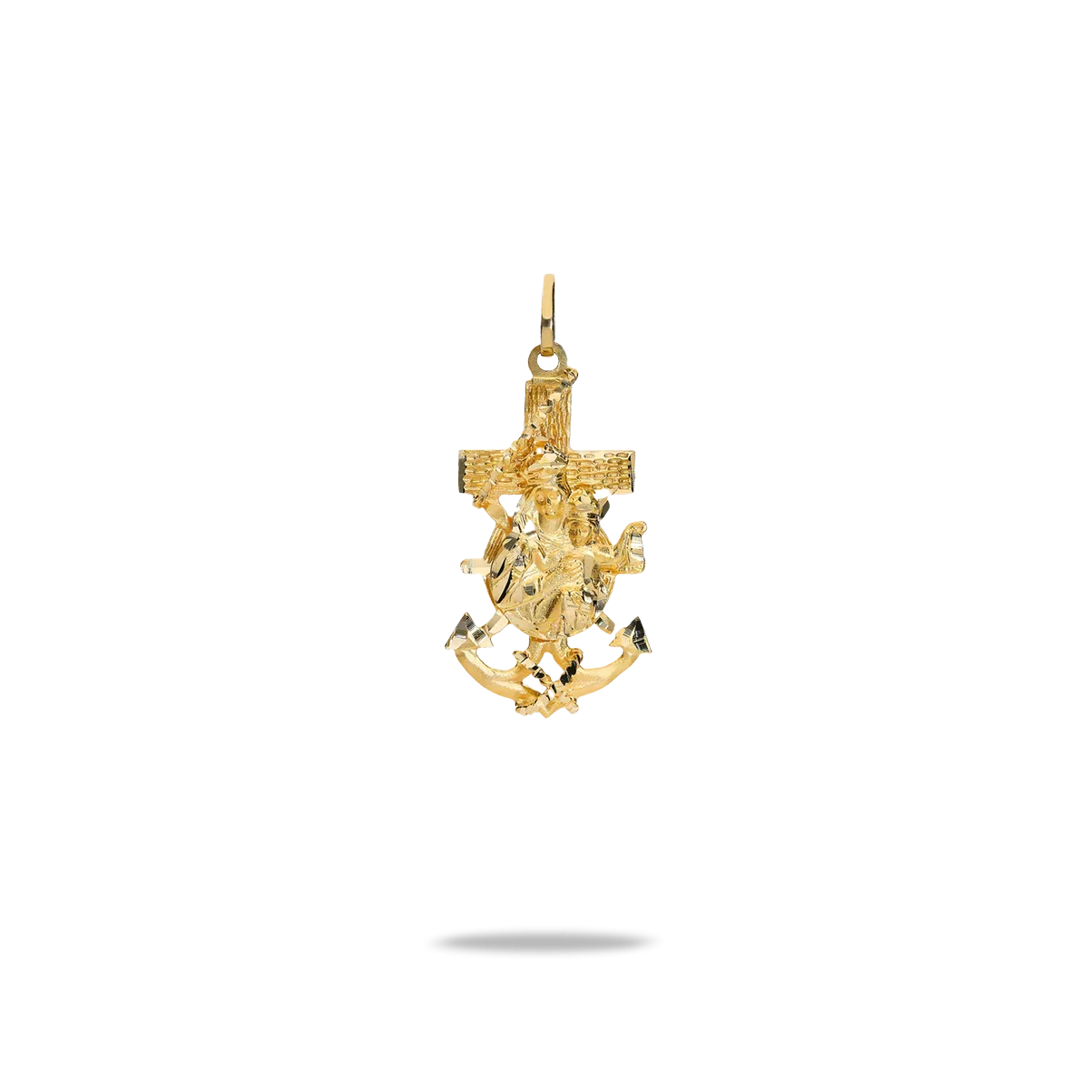 Cruz del mar con virgen del carmen oro 18 quilates 32mm