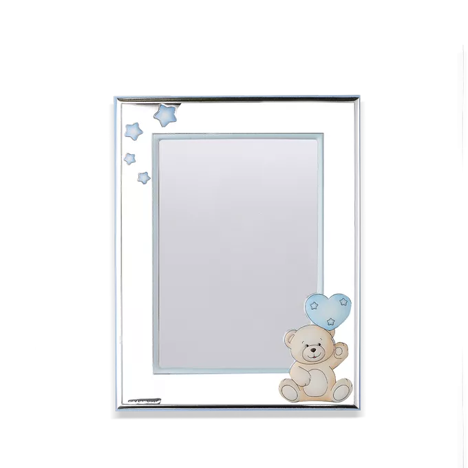 Marco fotos infantil plata bilaminada estrellas y oso azul 9x13 INFANTIL