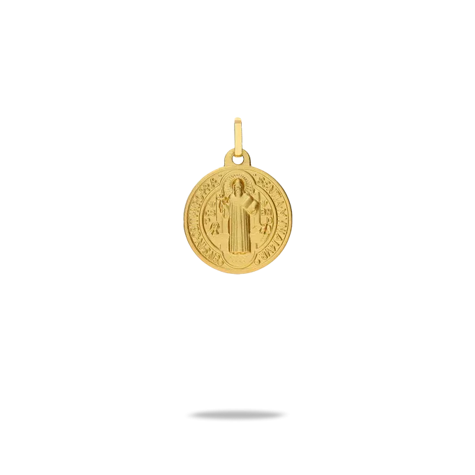 Medalla san benito monje oro 18 quilates 18mm