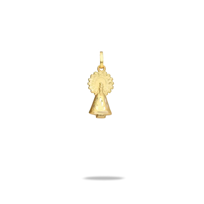 Medalla virgen del pilar con manto oro 18 quilates 18mm