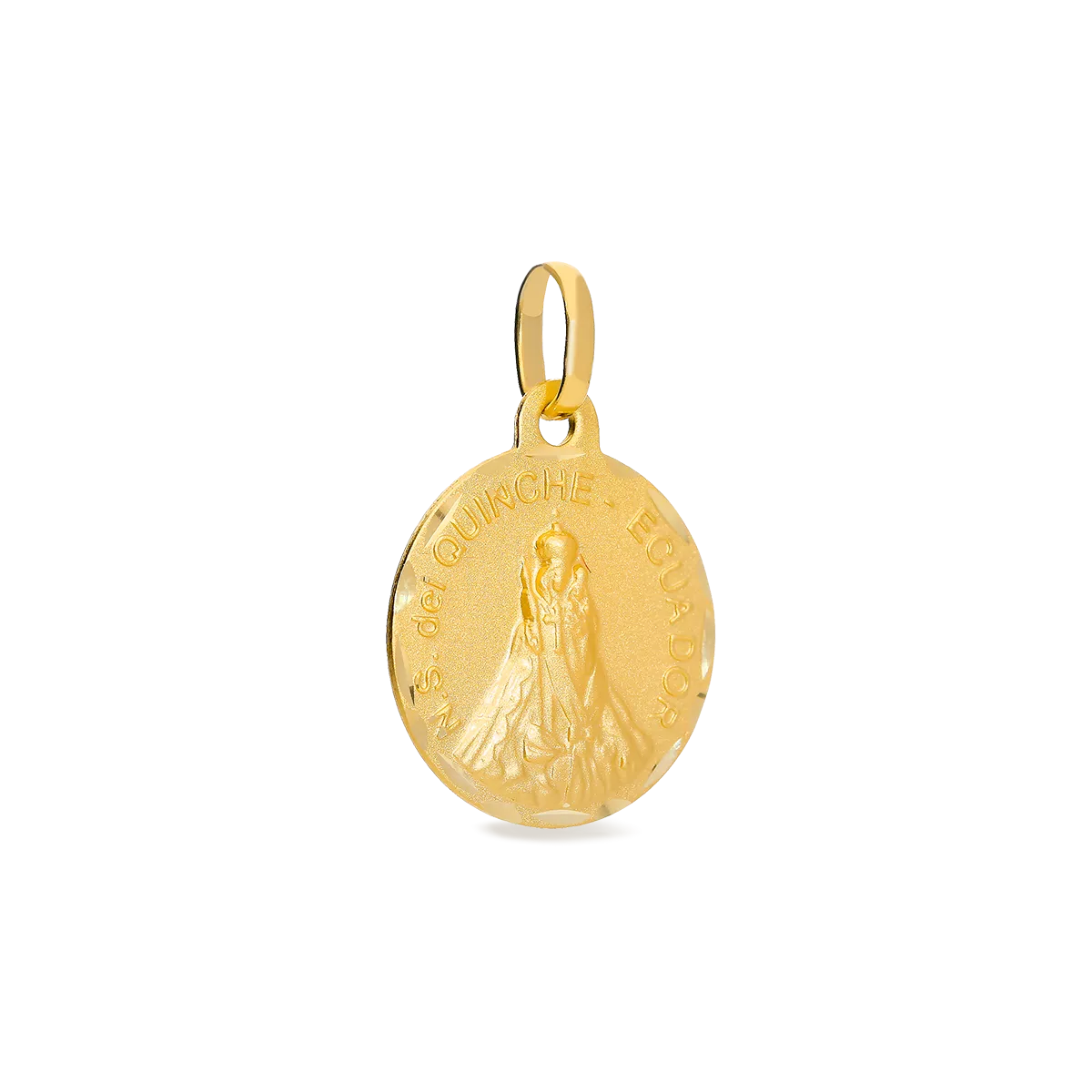 Medalla virgen del quinche oro 18 quilates 16mm