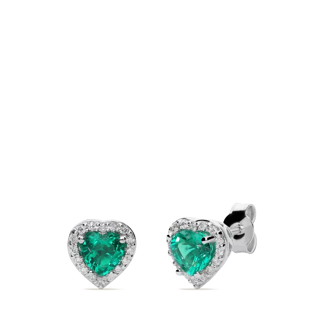 18k gold diamond earrings LOVE EMERALD