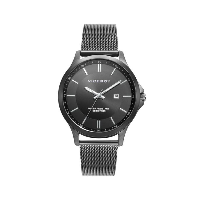 RELOJ VICEROY HOMBRE DRESS CRONÓGRAFO ACERO BISEL NEGRO Y MILANESA