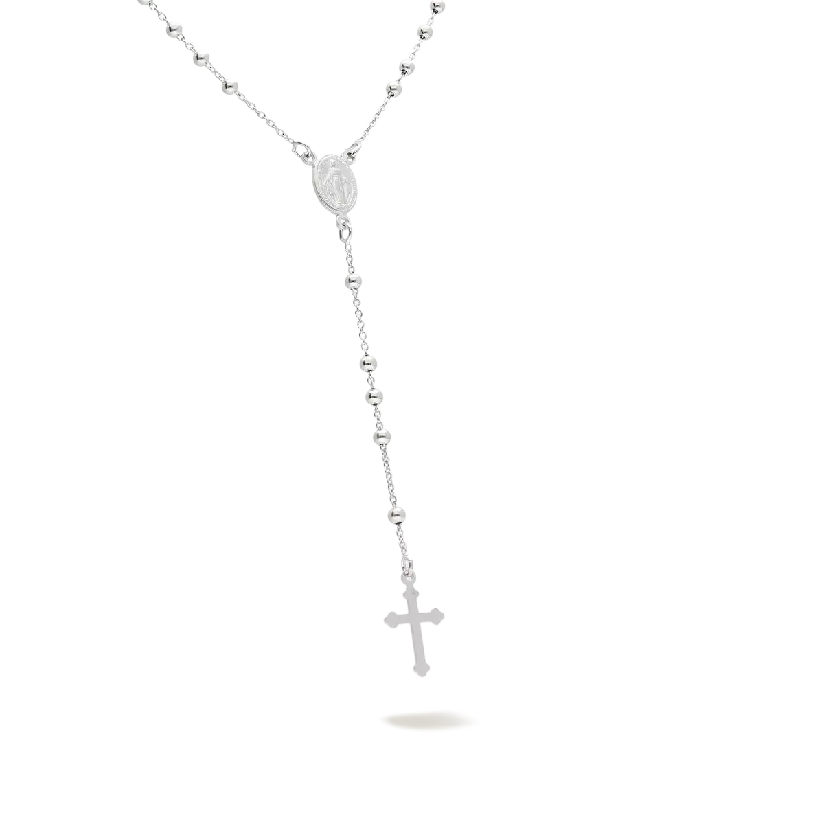 Silver rosary necklace