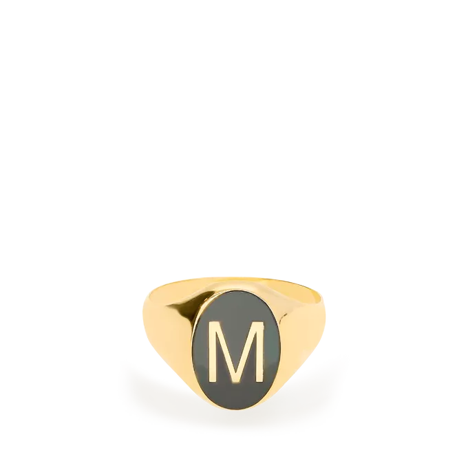 Sello de oro estampado inicial letra m